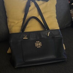 Tory Burch Black Satchel with Gold Accents